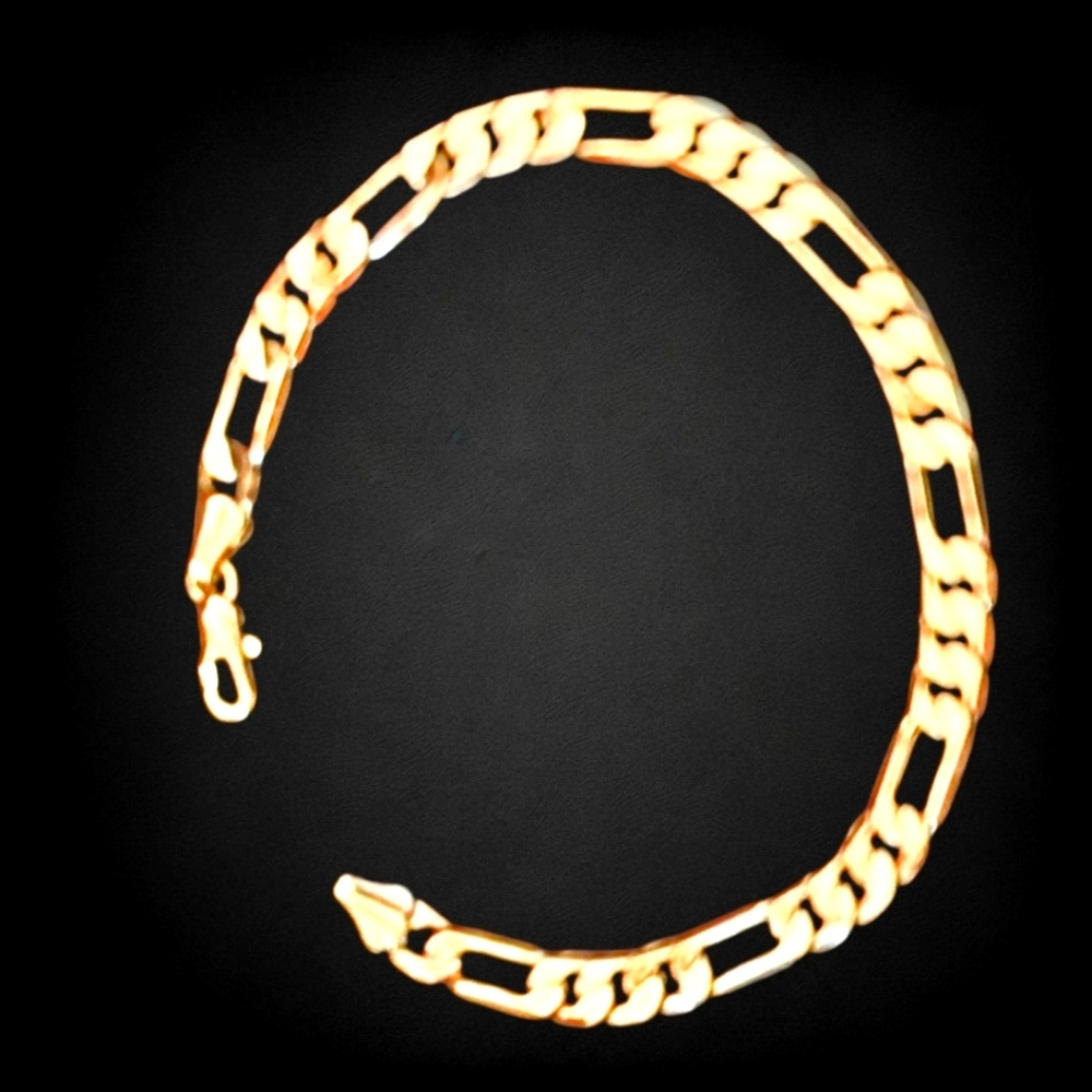 18K Brazilian Gold-filled Figaro Flat Link Bracelet